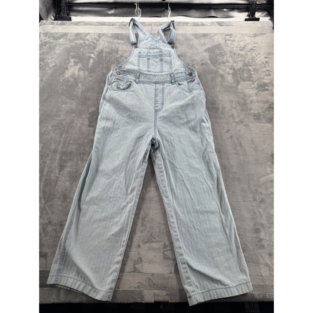 Universal Thread Goods Co Womens Light Wash Herringbone Denim Overalls Size 4 - Picture 2 of 9